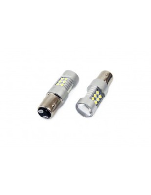 Set 2 bec led auto P21/5W (BAY15D) cu 24SMD cu lupa 12v/24v 800lm alb foto