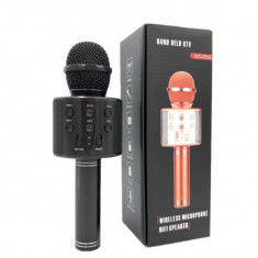Microfon wireless pentru karaoke, cu bluetooth Negru foto