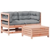Set mobilier de gradina cu perne, 3 piese, lemn masiv douglas