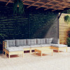 VidaXL Set mobilier de grădină cu perne, 8 piese, gri, lemn de pin
