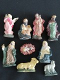 Scena nasterii Domnului obiecte ceramica vintage Isus Christos Iisus Hristos Fecioara Maria magi ingeri figurine handmade iesle Craciun