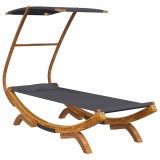 Cumpara ieftin Pat de exterior cu baldachin antracit 100x190x134 cm lemn masiv