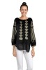 Bluza dama 025 negru/auriu , marimea L, Casual, Bumbac