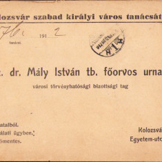 HST A503 Plic 1912 cu sigiliu + antet Kolozsvar szabad kiraly varos tanacs