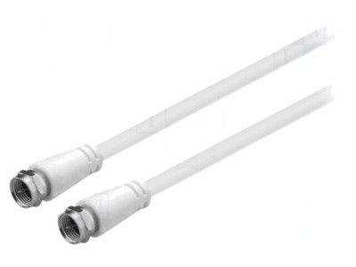 Cablu Coaxial 75&amp;Omega; 3m PVC Alb F-Mufă foto
