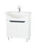 Baza si lavoar ceramic GN0501, mobilier baie stativ 70 cm, circular, front MDF, 2 usi, 2 rafturi, picioare cromate reglabile, alb/antracit