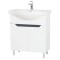 Baza si lavoar ceramic GN0501, mobilier baie stativ 70 cm, circular, front MDF, 2 usi, 2 rafturi, picioare cromate reglabile, alb/antracit