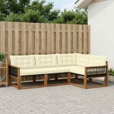 vidaXL Set de canapele de exterior cu pernă 4 pcs Natural și Crem 3381390