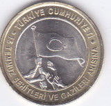 Moneda Turcia 1 Lira 2016 - KM#New UNC ( bimetalica ), Europa