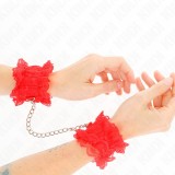 Kink Wrist Restraint-Mansete Elastice din Dantelă, Roșii
