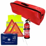 Set prim ajutor auto Cridem 6 piese cu stingator 1 kg si geanta rosie