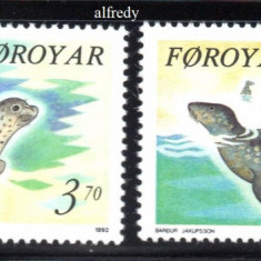 FEROE 1992, Fauna marina, serie neuzata, MNH