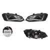 Set faruri VW Polo (6r), 08.2009-12.2017, partea Stanga+Dreapta, Tuning, Fata, cu lumina de parcare LED; H9; manual; negru, transparent; tuning, Taiw