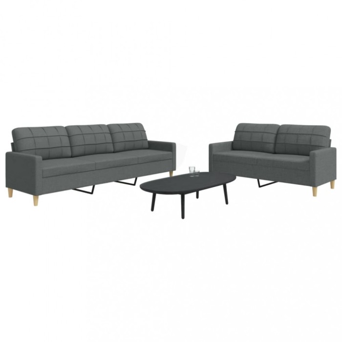 Gossi set de canapele, 2 piese, gri inchis, material textil