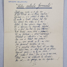 MANUSCRIS - POEZIE de GRIGORE BAJENARU , SCRIS SI SEMNAT OLOGRAF , 24 MAI , 1948