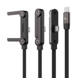 Cablu USB type C 240W T-T cu stand 1.5m brodat Negru, ku31ta015