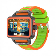 Smartwatch iSEN S666, Orange Gray Green, 1.57 TFT HD, iOS Android, NFC, Alerta apel Bluetooth, Jocuri, Monitorizare sanatate, 240mAh