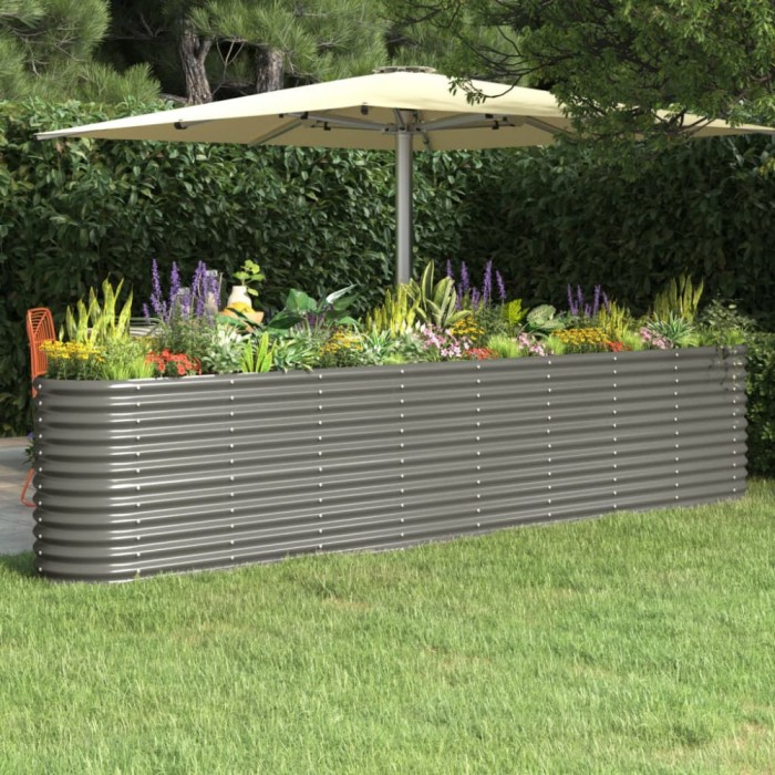 vidaXL Strat &icirc;nălțat grădină gri 332x40x68cm oțel vopsit electrostatic