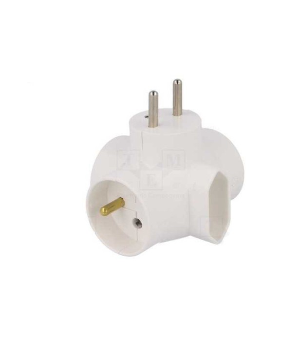 Conector AC supply splitter Layout 2P 2P+PE white TIMEX-ELEKTRO R-44