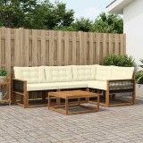 vidaXL Set de canapele de exterior cu pernă 5 pcs Natural și Crem 3381406