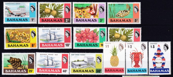 DB1 Bahamas 1971 Flora Fauna Pesti Ocupatii 14 v . MNH