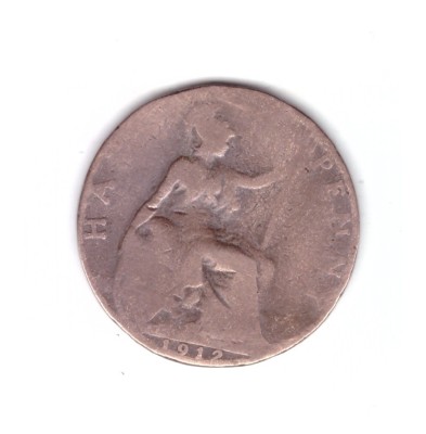 Moneda Anglia 1/2 / half penny 1912, uzata, curata foto