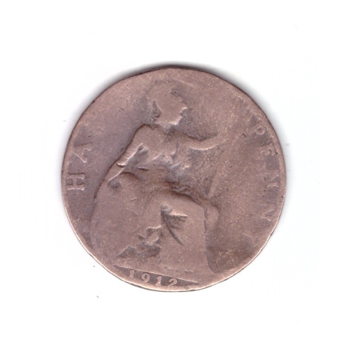 Moneda Anglia 1/2 / half penny 1912, uzata, curata