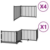 Cumpara ieftin Poarta caini pliabila cu usa 12 panouri negru 960 cm, lemn plop
