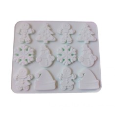 Forma silicon pentru prajituri, 12 cavitati, Sarbatori de iarna, 152COF