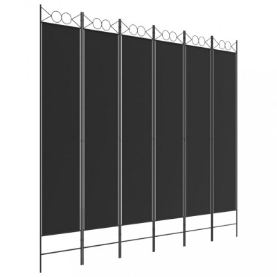 Paravan de cameră cu 6 panouri, negru, 240x220 cm, textil foto