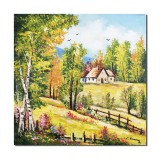 Tablou patrat pictat manual, Oaza de liniste, 50x50cm ulei pe panza, Constantin Feraru