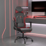 vidaXL Scaun de gaming cu suport picioare, negru/roșu vin, piele eco 3143660