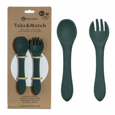 Set tacamuri, Petite&Mars, Take&Match, Din silicon, Fara BPA 6 luni+, Verde inchis