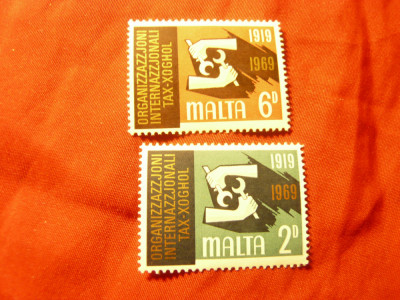 Serie Malta 1969 - 50 Ani Organizatia Sindicala , 2 valori foto