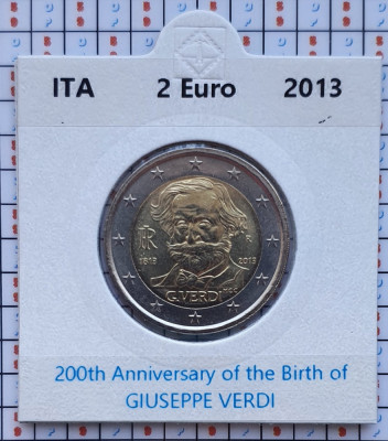 Italia 2 euro 2013 UNC - Giuseppe Verdi - km 357 - cartonas personalizat D98201 foto