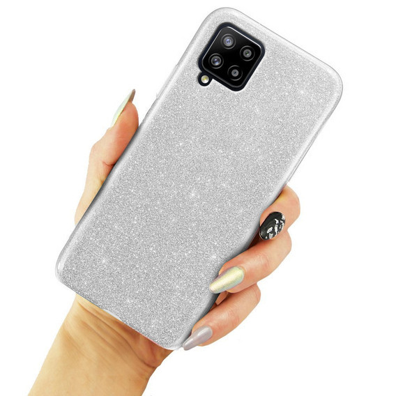 Husa Samsung Galaxy A22 4G Silicon Gel TPU Glitter Sclipici Silver Argintiu