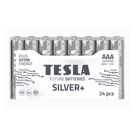 Set 24 baterii alkaline AAA LR03 F24 TESLA SILVER 1.5 V