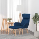 VidaXL Scaun de relaxare cu taburet, albastru, catifea