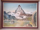 Muntele Matterhorn - pictură &icirc;n ulei semnată &icirc;n monogramă, Peisaje, Realism