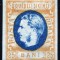 1869 , Lp 28 , Carol I cu favoriti 25 Bani portocaliu si albastru - MNH