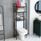 Raft baie deasupra WC Nordborg 161x52,5x24,5 cm metal negru [en.casa] HausGarden Leisure