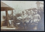 Fotografie tip Carte Postala, grup de militari din primul Razboi Mondial