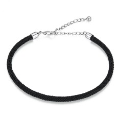 Bratara Reglabila Din Argint 925 si Snur Negru ARG404G