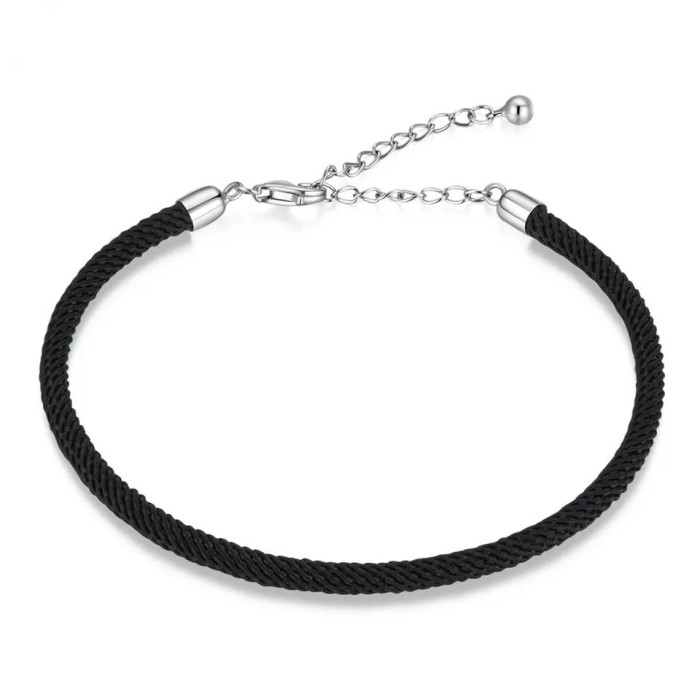 Bratara Reglabila Din Argint 925 si Snur Negru ARG404G