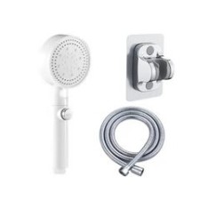 Set de duș, 3 elemente, 5 funcții, oțel inoxidabil, alb