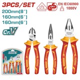 Set 3 clesti izolati pentru electrician TOTAL, Cr-V, 1000V