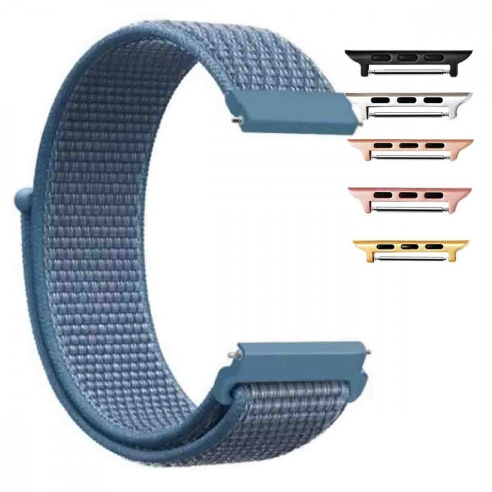 Curea material textil, compatibila cu Apple Watch 9|8|7|6|5|4|3|2|1 Series, 49mm|45mm|44mm|42mm, Powder Blue