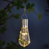 Lampa solara suspendabila tip bec, 4 LED alb cald, decor terasa balcon gradina exterior