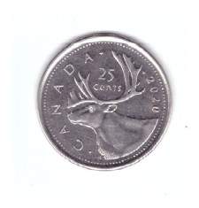 Moneda Canada 25 cents/centi 2020, stare buna, curata, cu luciu