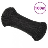VidaXL Fr&acirc;nghie de lucru, negru, 3 mm, 100 m, polipropilenă